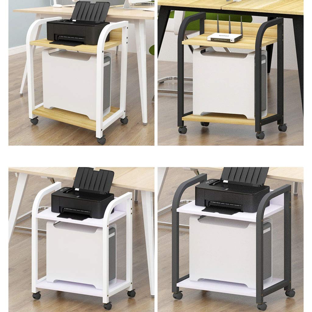 Riser per Stampante Supporto per Stampante da Tavolo Supporto per Stampante Mobile da Terra Staffa per Host Desktop Base per Rack a Doppio Strato con Ruote per Supporto per fax di casa e Ufficio (Co