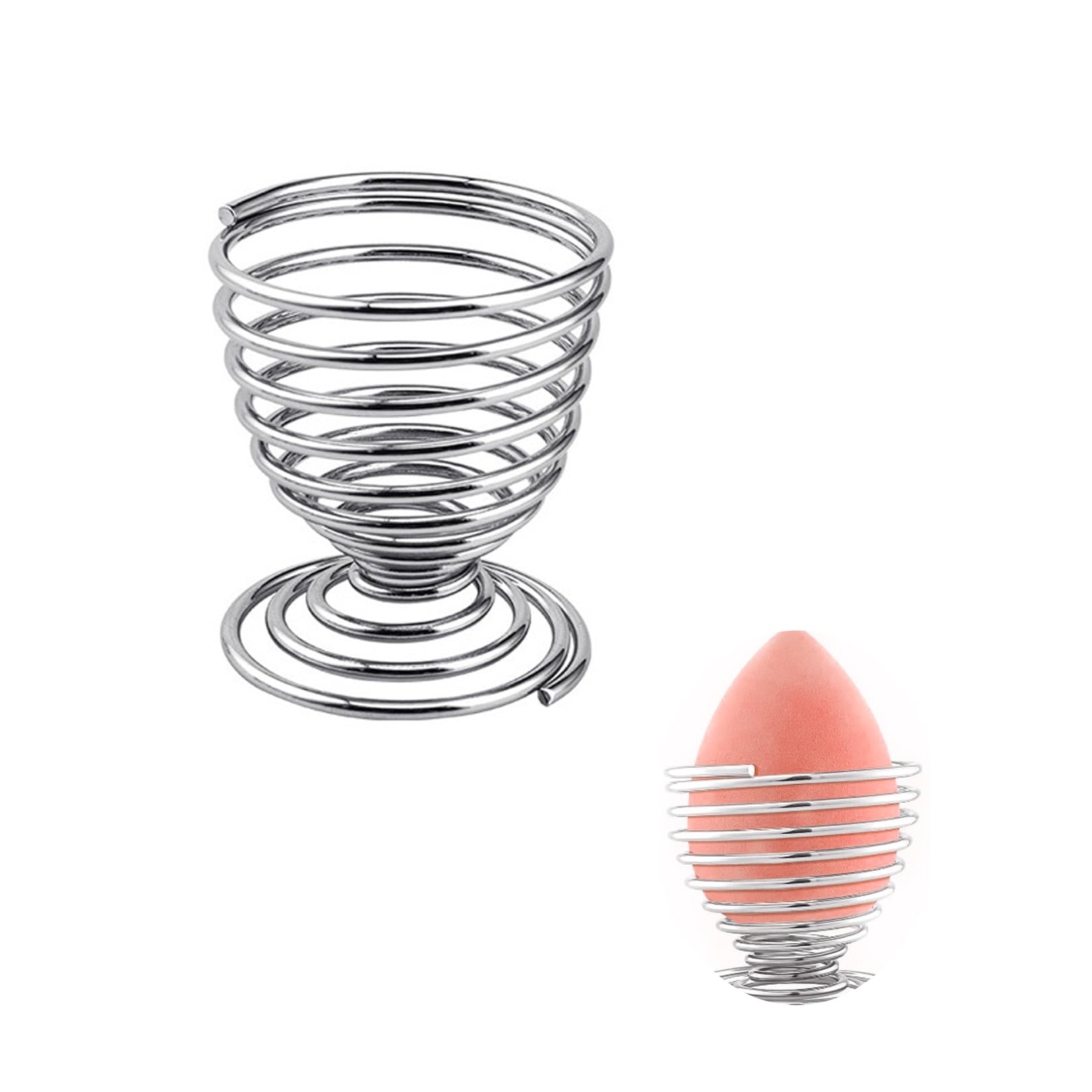 Soporte de esponja de maquillaje, estante de almacenamiento en forma de huevo borla de polvo, anti-humedad moho almacenamiento belleza huevo titular, estante de primavera de acero inoxidable.