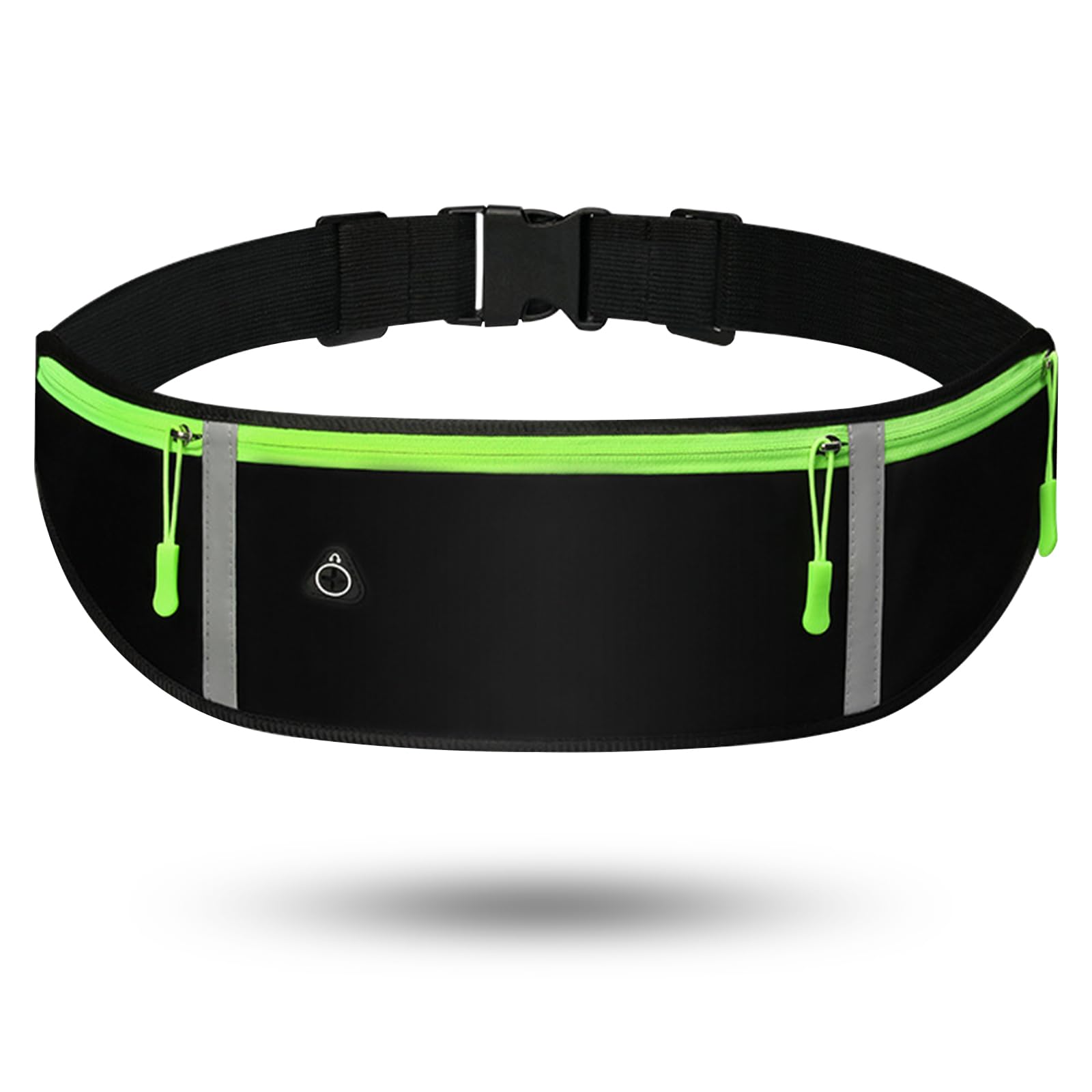 ZimoerOutdoor Sports Waist Pack, Sweatproof Waist Running Belt, Reflective Stripes Running Bag with Adjustable Elastic Strap, Waterproof Phone Fanny Pack Travel Pouch Belt with Headphone Hole (Black)