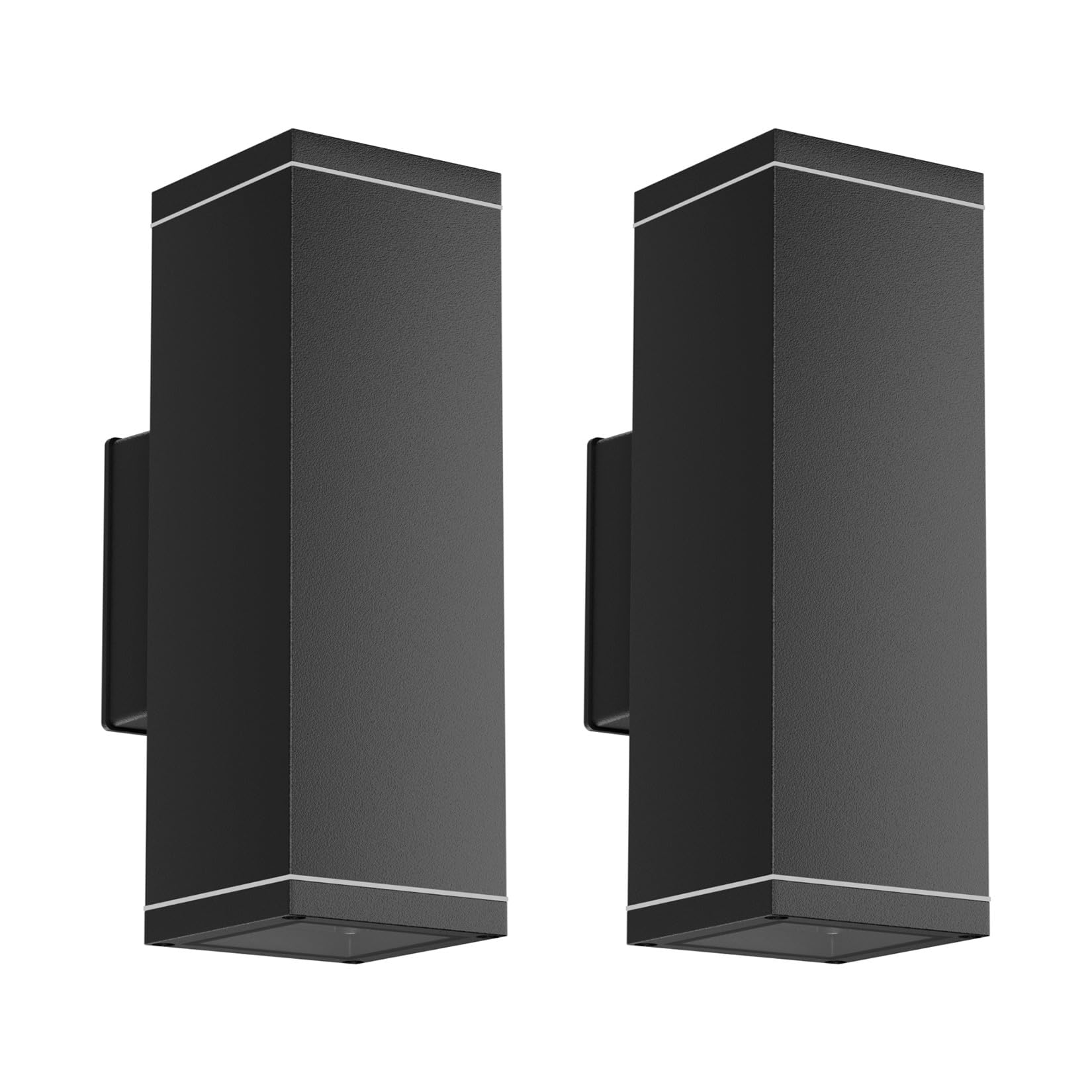 Klighten 2 pcs Applique Murale Exterieur/Interieur GU10, Aluminium Up/Down Éclairage Exterieur, IP65 Lampe Murale pour Terrasse Couloir Entrée, 26 x 13 cm, Ampoule non Incluse, Noir