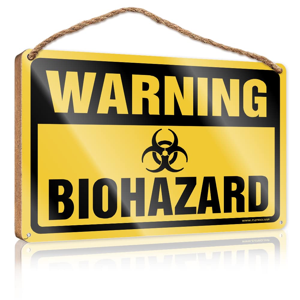 YYHLEH Our Home Signs For Home Decor Warning Biohazard Wooden Sign(15X28CM)
