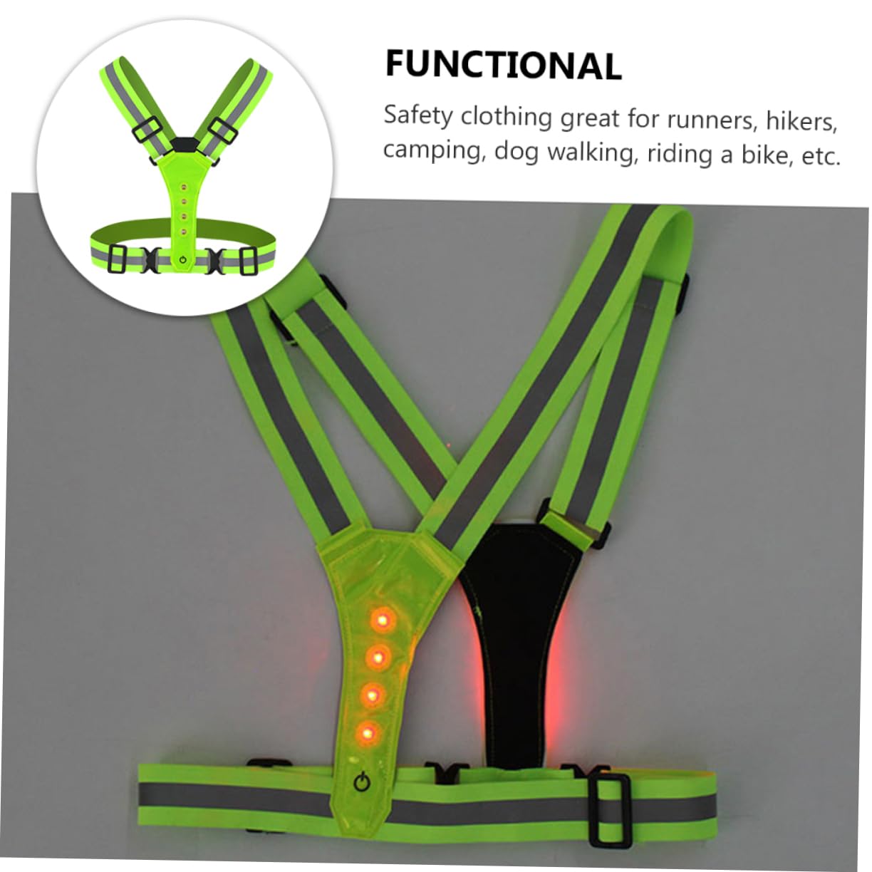Uonlytech 3pièces Gilet Réfléchissant Led Ajustable Haute Visibilité Pour Course Nocturne Cyclisme Et Randonnée Équipement De Sécurité Extérieur Fluo