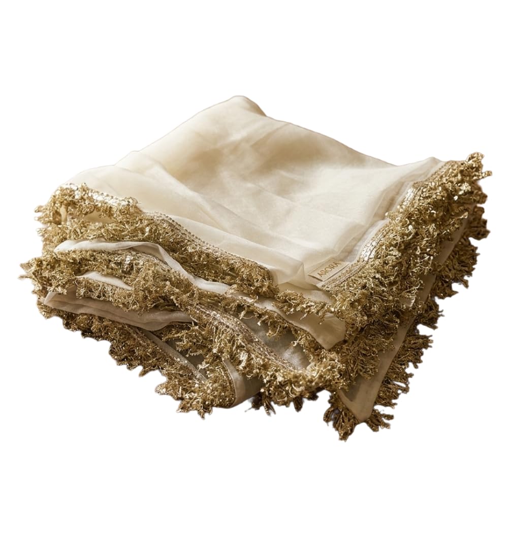 Silk Blend Dupatta with Gota Work, Multicolor, Traditional Indian Scarf-image-20