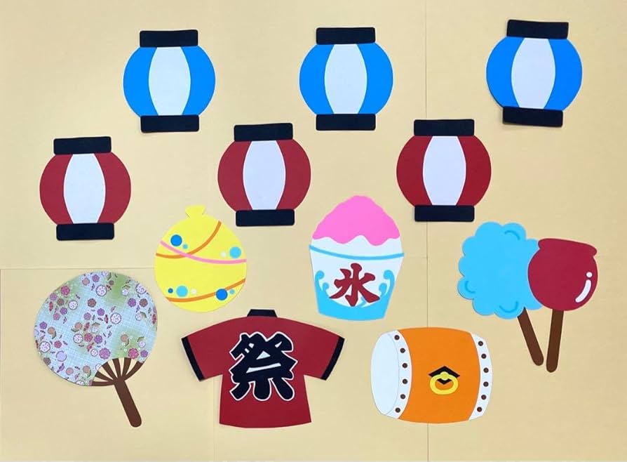 hinamamaページ　夏祭りおまとめセット　父の日セット　壁面飾り Amazon | 壁面飾り 夏祭り(盆踊り) | つるし飾り | おもちゃ