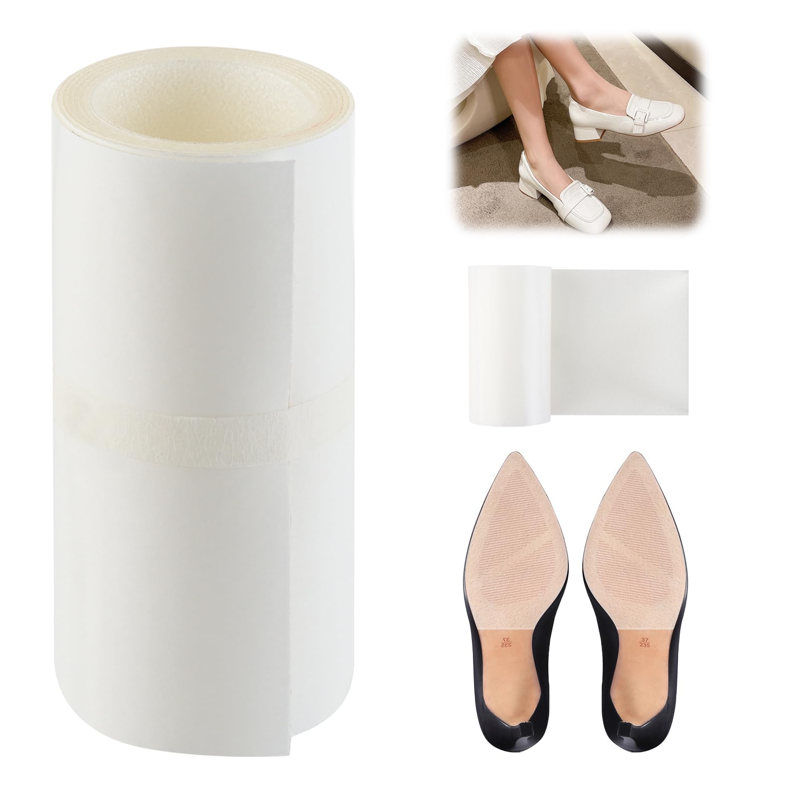 TNJPSEK Clear High Heel Shoe Sole Protectors, Shoes Non-Slip Bottom Covers for Women, Self-Adhesive Anti-Slip Grips for High Heels & Boots (4 x 40