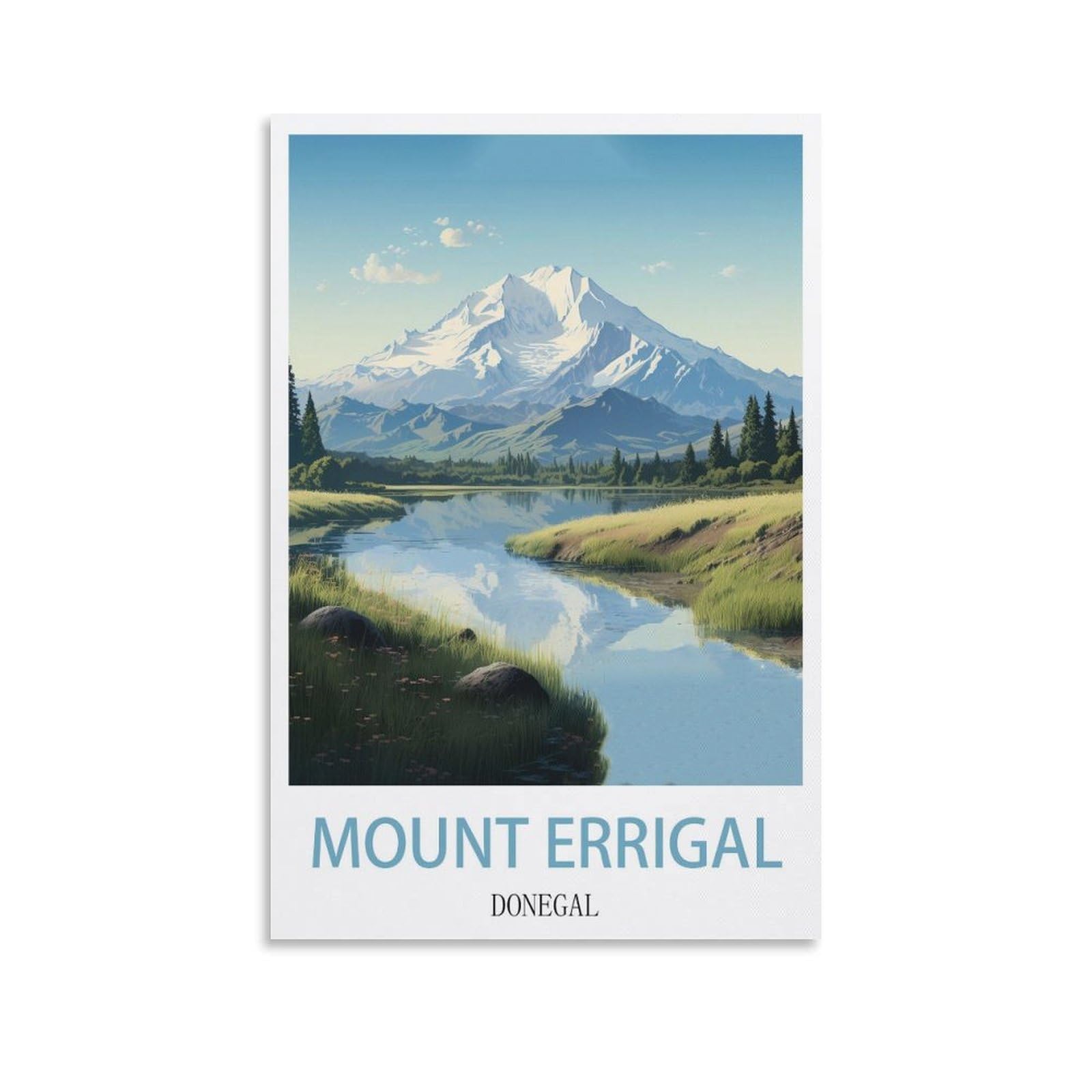 EZMLFA 5D Diamond Art Kits for Beginner,Mount Errigal Donegal,DIY Round Full Drill Crystal Art Craft Painting for Home Wall Decor 50x60cm