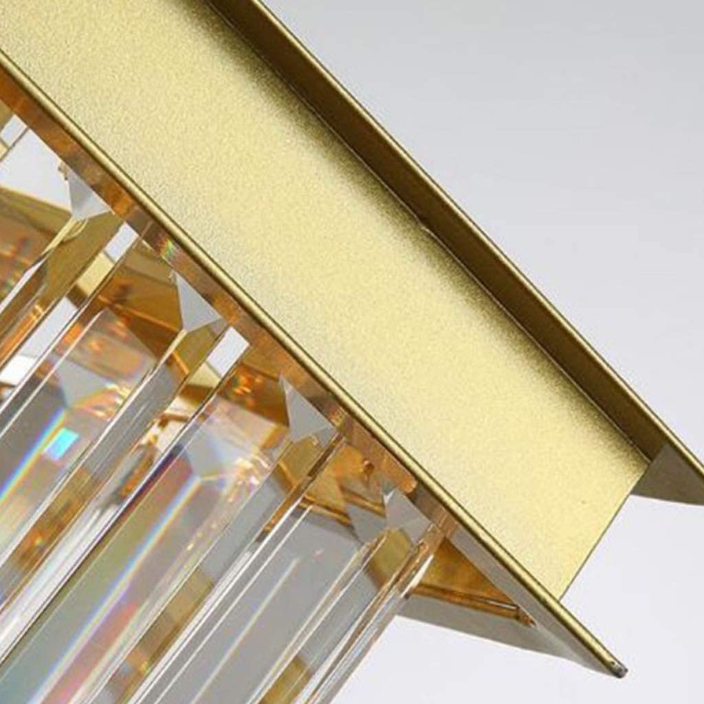 Złoty kryształowy żyrandol - Retro prostokątne metalowe lampy do jadalni, sypialni, gabinetu i salonu