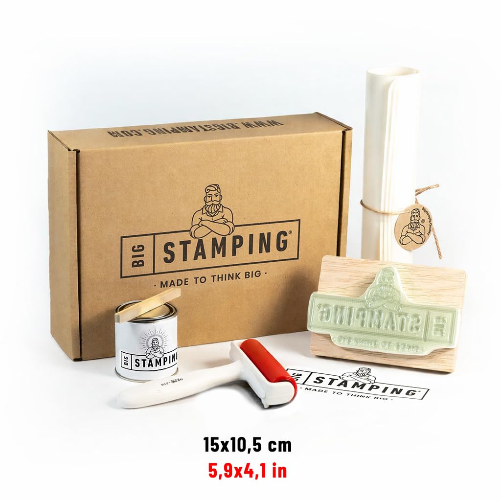 Sello Personalizado CON TU LOGO en distintos tamaños y colores | KIT COMPLETO (M (15 x 10,5 cm), Negro)