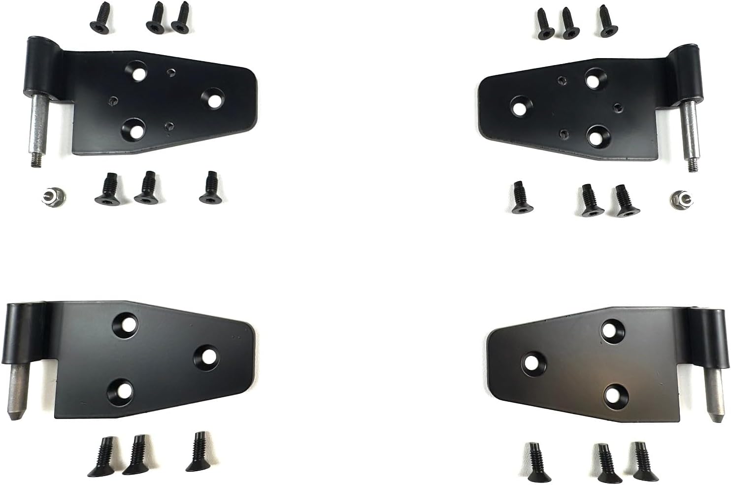 Half Door Hinges and Hardware Compatible with Jeep Wrangler 1987-1995 YJ | Hinges are Counter Sunk to OEM Specs | Upper Hinges are Threaded for Included Mirror Screws
