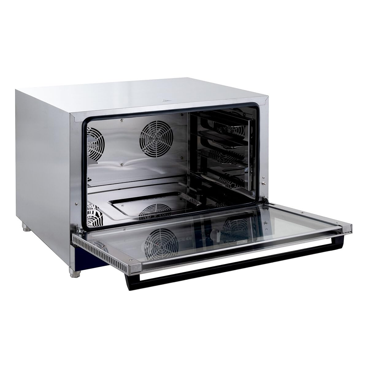 GastroHero Heißluftofen, 4 Böden, 400 V, Edelstahl HLOE411 | 110 L, Temperaturbereich +70 °C bis +250 °C, Timer 0-120 Minuten, 4 Gitter für EN 600 x 400 oder GN 1/1 Behälter