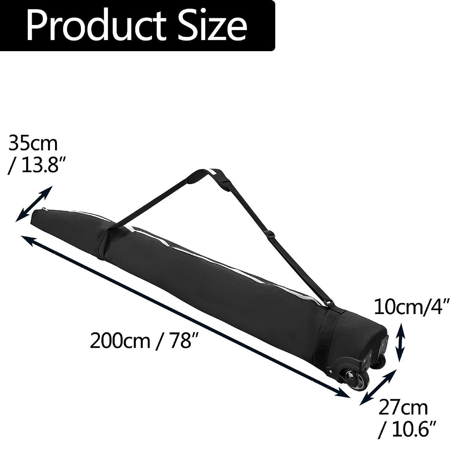 Ski/Snowboardtasche mit Rollen, Verstellbarem Schultergurt, Reißverschluss, Wasserdicht, für Damen Und Herren, Inklusive Schutzhülle Und Skizubehör