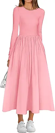 BTFBM Casual Long Sleeve Dresses Spring Dresses 2025 Wedding Guest Dress Midi Dress Flowy Bohemian Long Dress