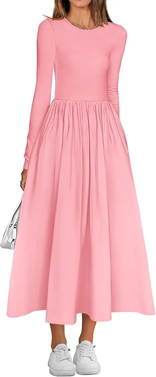 BTFBM Casual Long Sleeve Dresses Spring Dresses 2025 Wedding Guest Dress Midi Dress Flowy Bohemian Long Dress