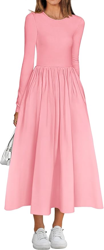 BTFBM Casual Long Sleeve Dresses Spring Dresses 2025 Wedding Guest Dress Midi Dress Flowy Bohemian Long Dress