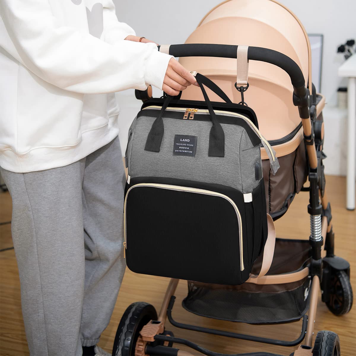 Zaino Fasciatoio Mamma Multifunzione Grande con Lettino e Borsa Isolante