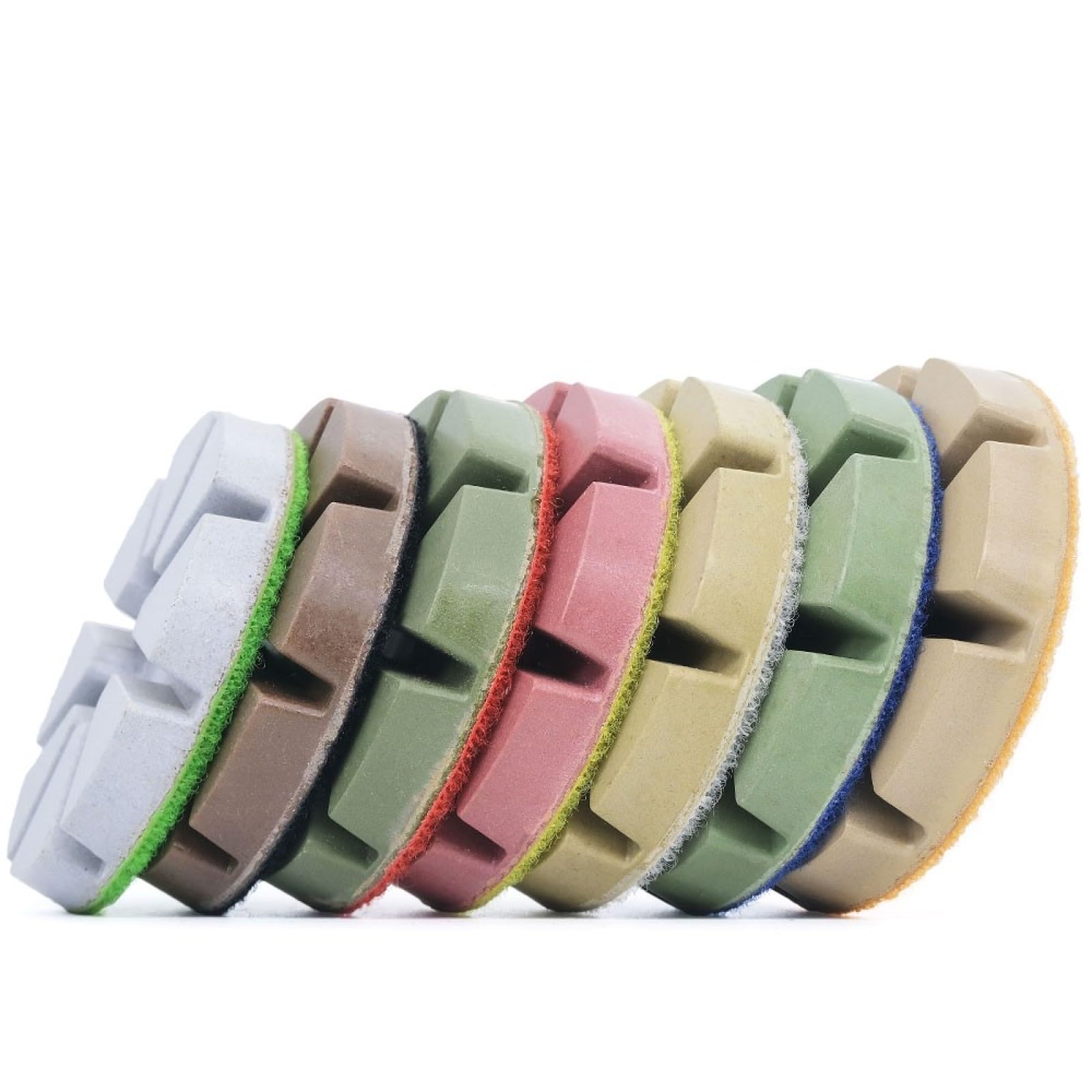 Almohadillas pulidoras de diamante, Juego de 7 almohadillas for pulir pisos de concreto con diamante, herramienta abrasiva con unión de resina, disco de lijado for pisos de mármol y concreto