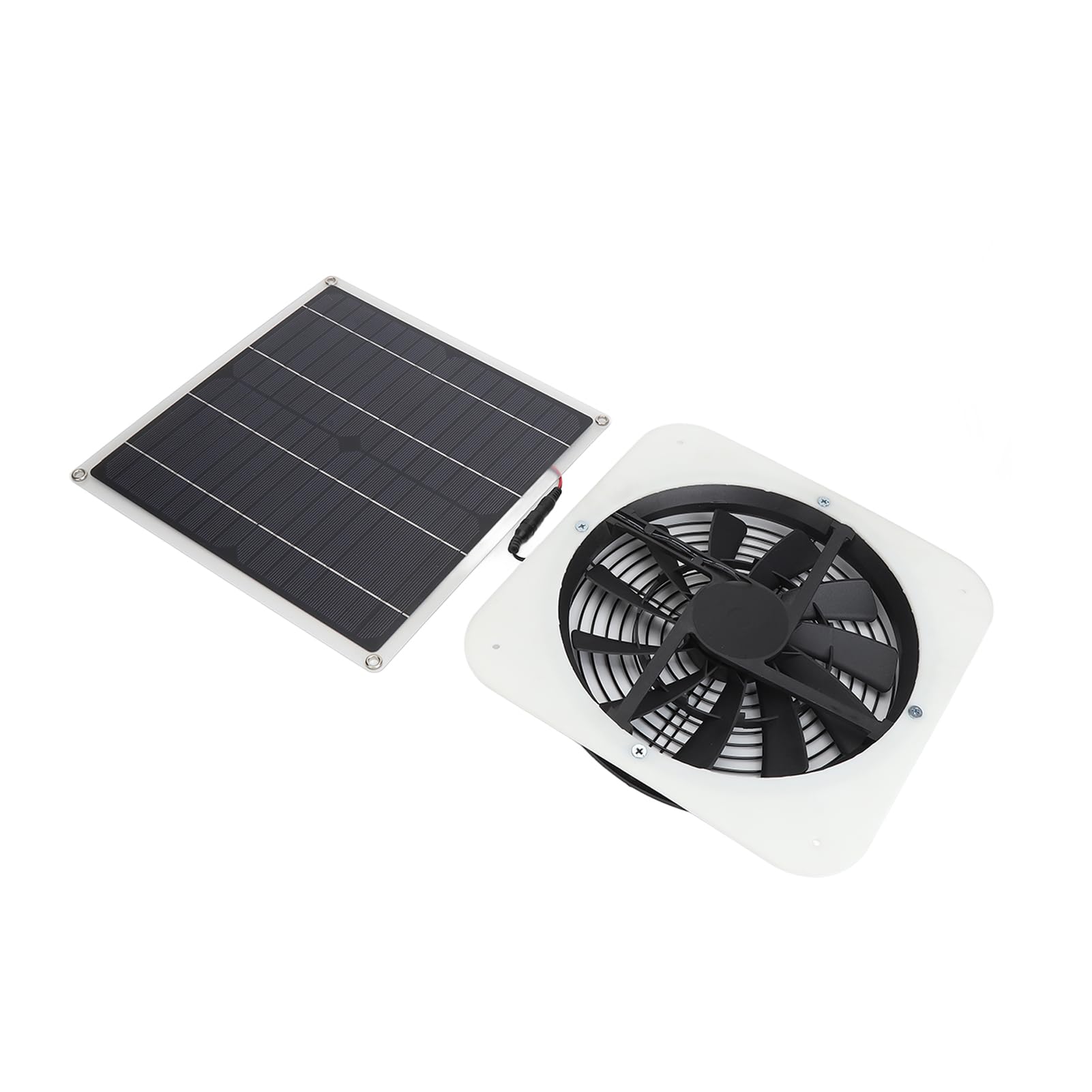 Hyuduo Kit di Ventola di Scarico Solare Solare Ad Alta Efficienza con Ventola Rotonda da 10 Pollici per Pollaio a Serra (WHITE)