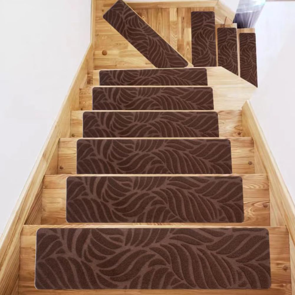 uoXHFdh set of 7, rectangular stair carpet, non-slip, modern for children, elders, pets(W)