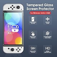 Vista 5 de XINRUISEN Paquete de 2 protectores de pantalla para Nintendo Switch Oled 2023, protector de pantalla de vidrio templado para Nintendo Switch OLED