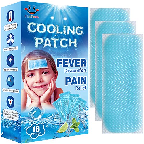 EasYeah Kids Fever Patches for Kids Fever Discomfort & Pain Relief, Cooling Relief Fever Reducer, Soothe Headache Pain, Pack of 16