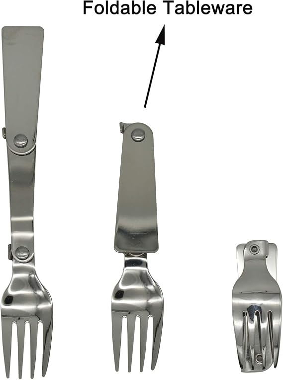 Maydahui 6 PCS Foldable Spoon Fork Portable Camping Cutlery SUS 18/10(304)