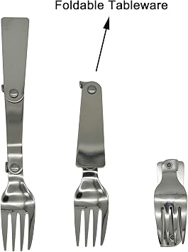 Maydahui 6 PCS Foldable Spoon Fork Portable Camping Cutlery SUS 18/10(304)