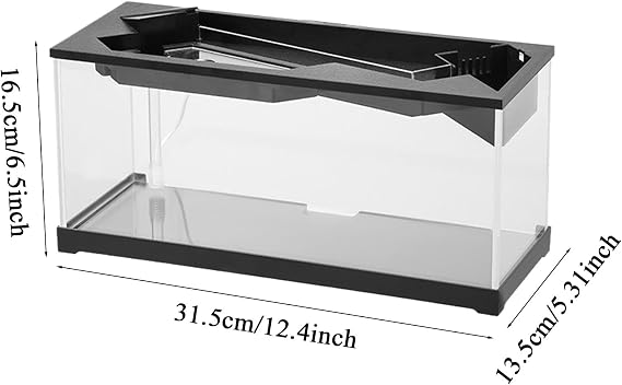 Small Fish Tank | Acrylic Clear Desk Aquarium with Filter and Air Pump | Rectangular Aquarium Tank | Quiet Starter Kits for Tabletop, Living Room, Studio, Home