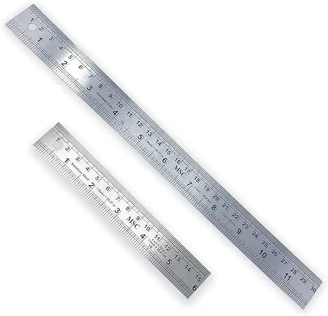 Stainless Steel Sewing Ruler - 30cm Shatterproof Metric/Imperial Measuring Tool