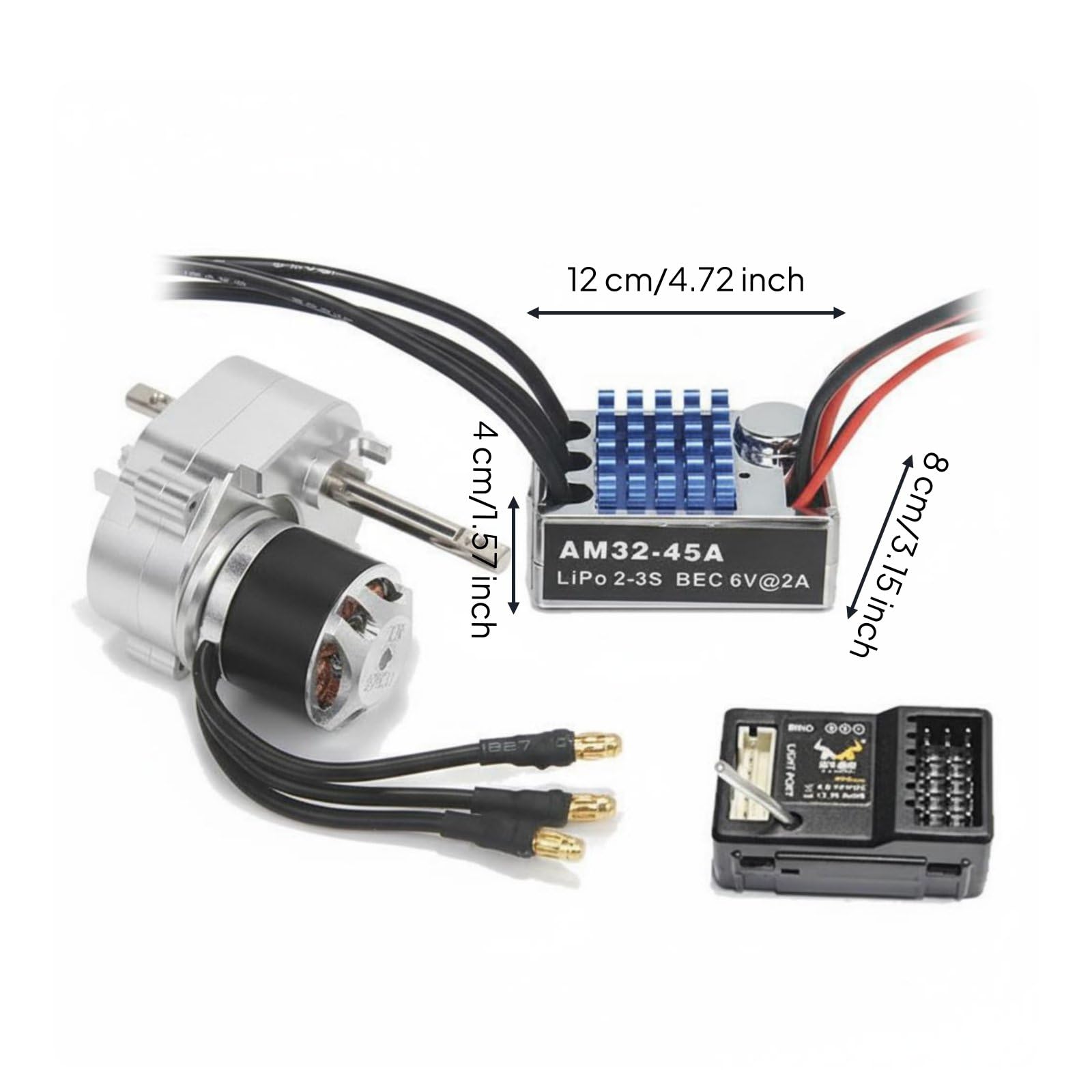predolo Combo Motore Brushless 2322 Alta Potenza Kit Motore Brushless e ESC Avvio Sinusoidale per Fuoristrada, Argento, Kit Ricevitore 6-Ch