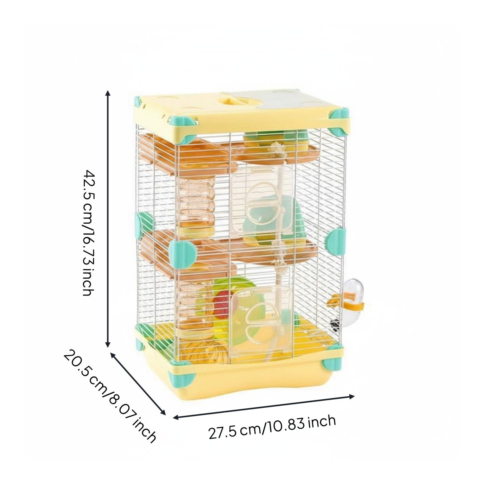 Cage Hamster Maison Habitat Tube Étagère Fonction Plastique Iron Animaux Petits Respirant Convient pour Enfants Animal Domestique Intérieur, Jaune, 2-Couches 617H