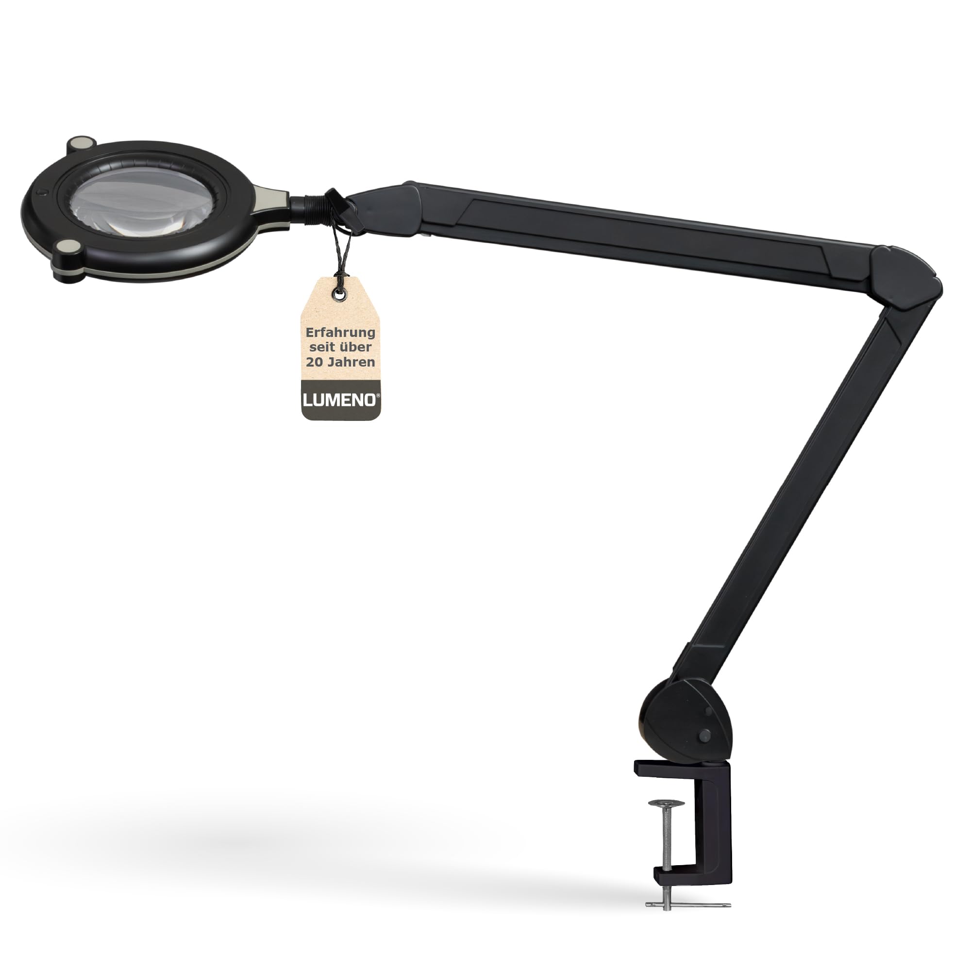 Lumeno 7313SW LED Lupenleuchte - Profi-Lupenlampe mit 3 Dioptrien und hohem CRI von 95 - Ideal für Praxen, Kosmetikstudios, Industrie - Perfekte Farbwiedergabe für Präzisionsarbeiten, Schwarz