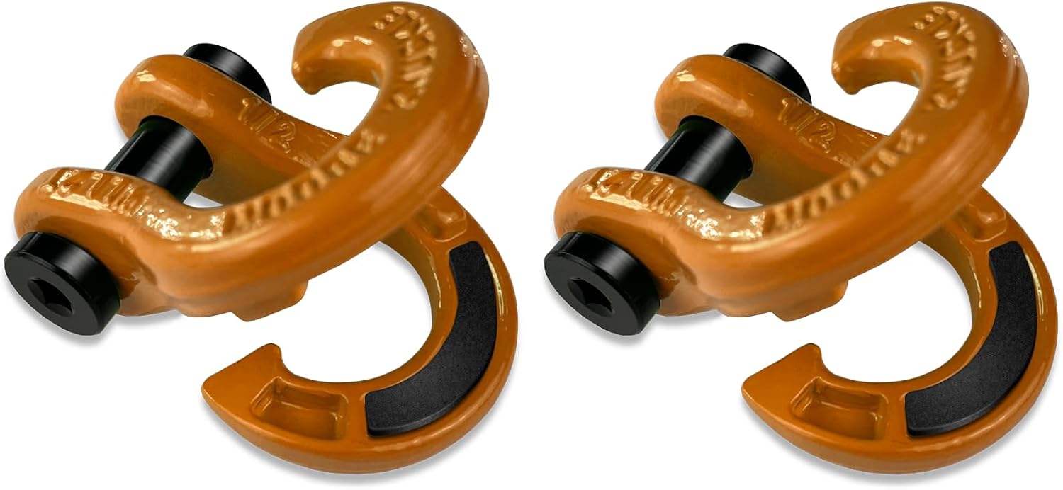Jowl Split Shackle 1/2” Color Combo | 4,000lbs Capacity - Forged Chromoly Steel Shackle Fits ATV SxS UTV Side-by-Side Powersports with 5/8” pin Obscene Orange/Obscene Orange
