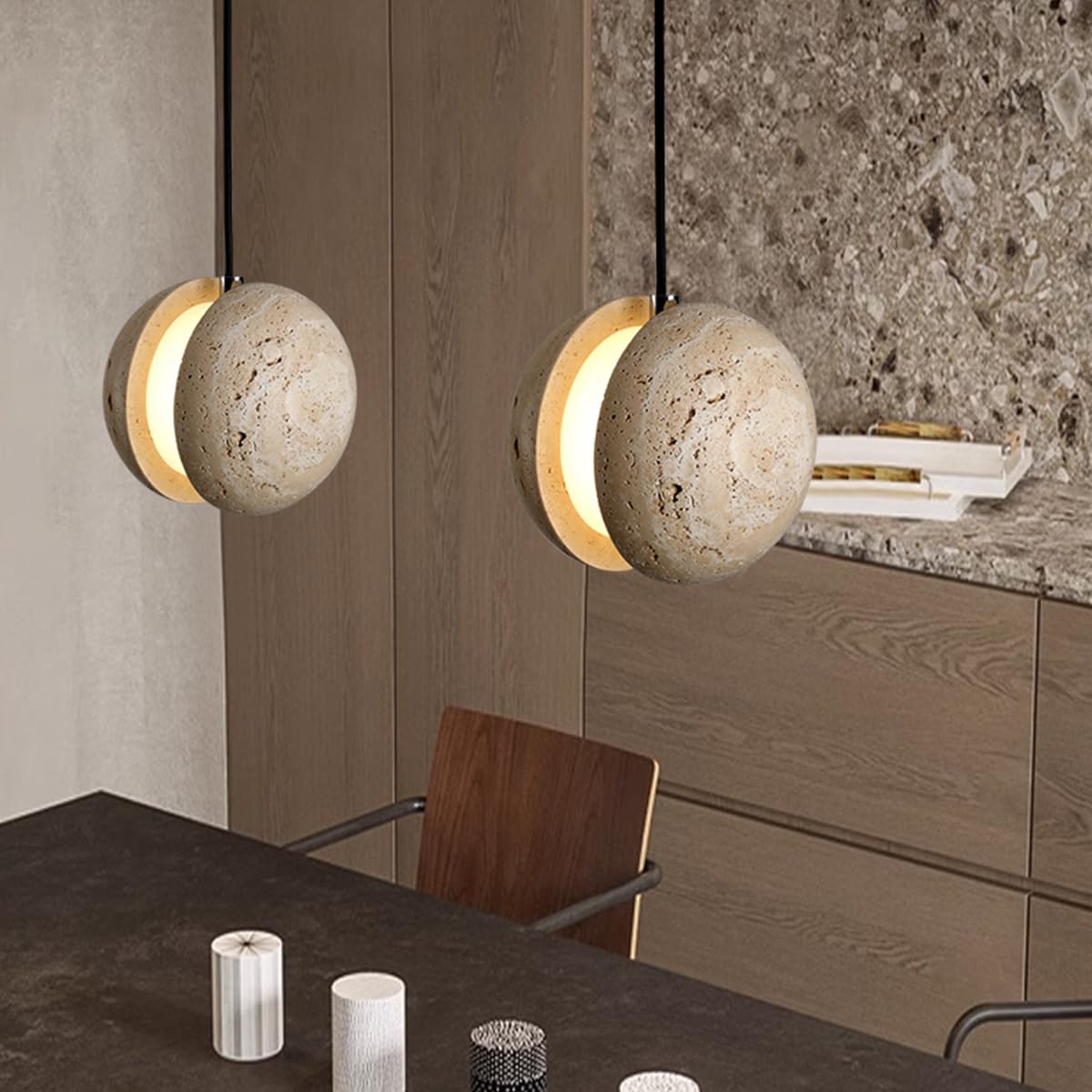 Lampadario sferico Natural Stshade, Mini Lampada retrò, Illuminazione da Comodino, Barra, soffitto, lampade a LED in Stile Giapponese Wabi-Sabi per Tavolo, Soggiorno, Camera da Let