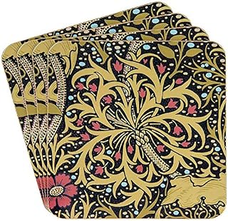 The Leonardo Collection Set of 4 William Morris Seaweed Floral Design Tea Coffee Cup Table Coasters, 11 x 11cm