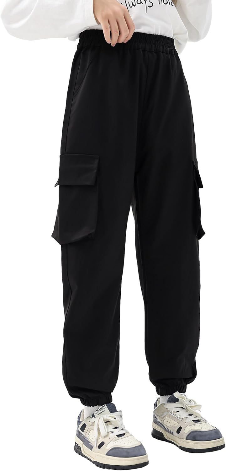 2 Pack Boys Cargo Joggers Pants Elastic Waist Casual Jogging Trousers Bottom for Kids 10-16 Years - Image 7