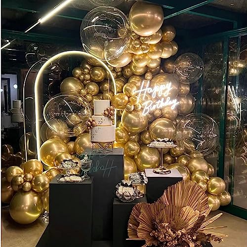 Image of 412pcs Metallic Gold Balloon Garland Arch Kit 18 12 10 5 Inch Different Sizes Latex Chrome Balloons for Baby Shower Birthday Graduation Wedding Anniversary Celebration Party Decoration