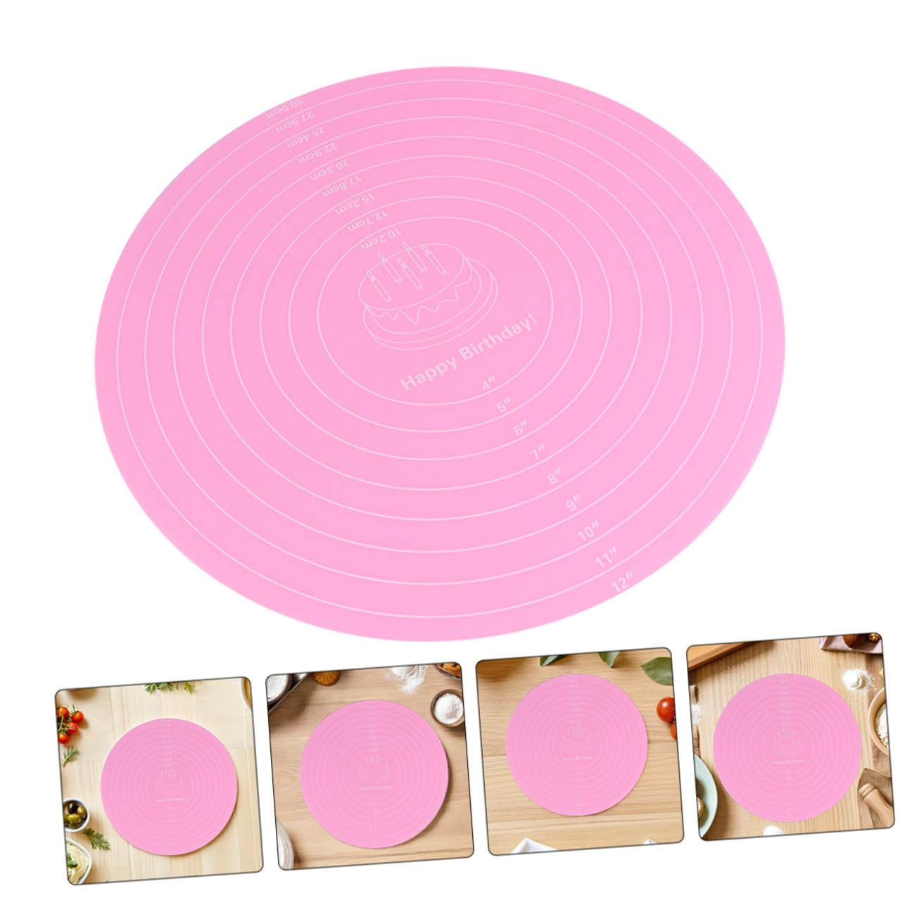 PRETYZOOM 12 Stck. Backmatte Runde Nicht-Schicht-Matte Silikonpolster Kuchen Back Antirutschmatte aus Silikon Maße Fondantmatte Silikontischmatten runde Tortenunterlage Kieselgel Rosa