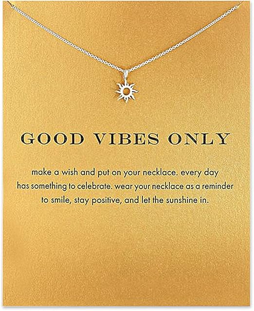 Message Card Silver Compass Pendant Necklace Friendship Sun Good Luck Elephant Pendant Chain Necklace for Women Girl Gift