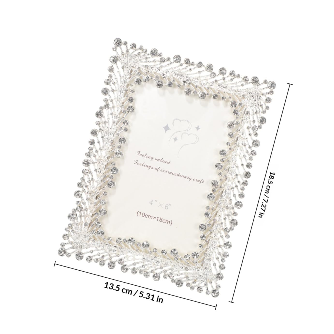 Strass Fotorahmen aus Zinklegierung und Glas für Hochzeitsfotos | Tischdeko für Shop und Wohnzimmer, Dekorativ, Schützt Aufnahmen, Einzigartiges Design in Schicker Eleganz