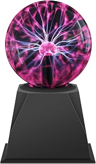 DELIPOP Plasma Ball, Magic Plasma Ball Lamp Plug in, 4 Inches Red Color Touch and Sound Sensitive Interactive Lamp with Black Base, Disco Light, Kids, Parties, Decorations