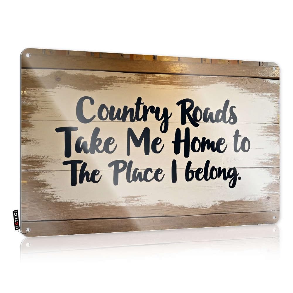 Retro Wall Art Door Vintage Wall Decor | Country Roads Take Me Home. Hippie Presents For Longhorn Home Decoration(30X40CM)