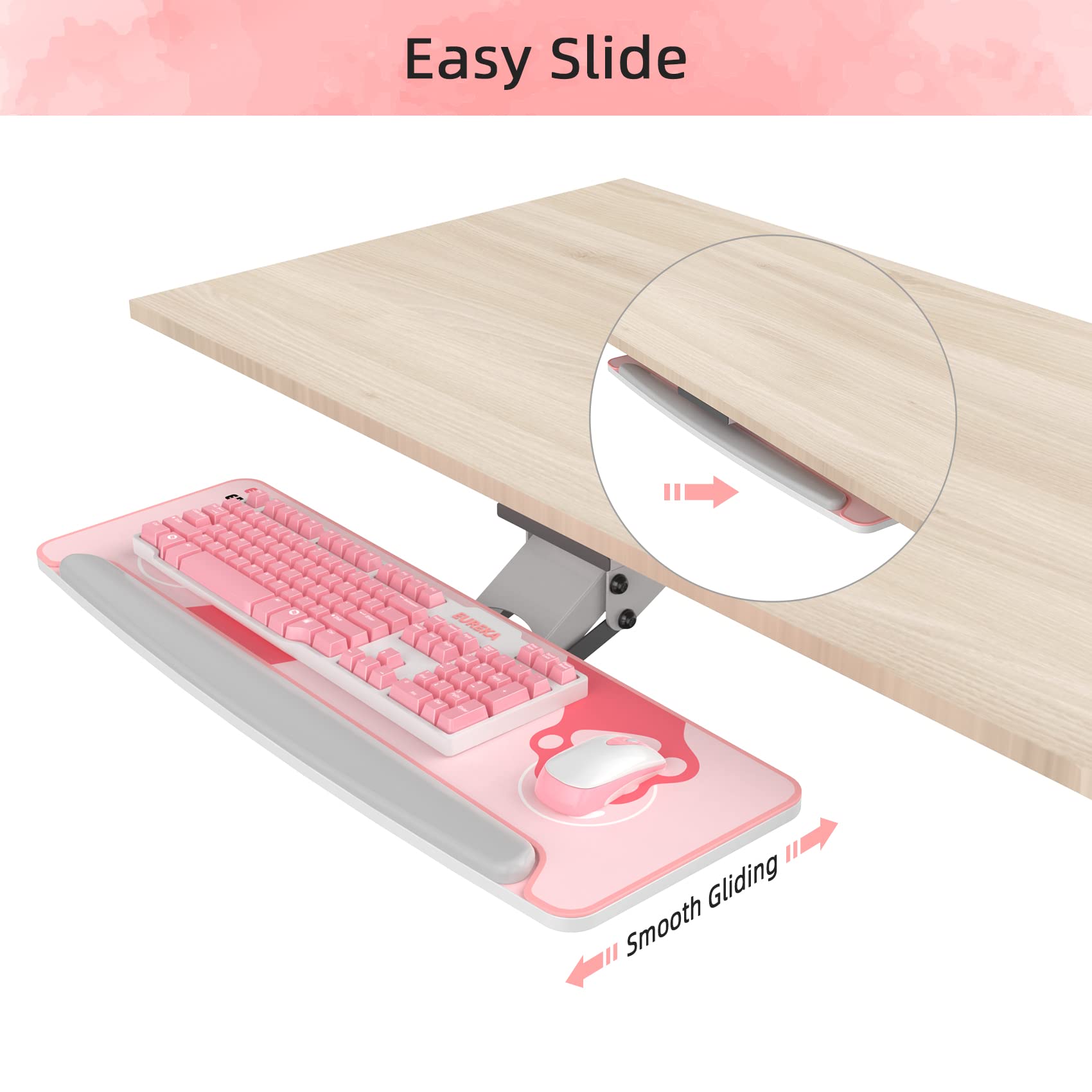 EUREKA ERGONOMIC,Keyboard Tray Under Desk,360°Adjustable with Wrist