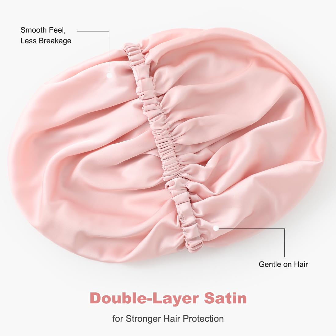 Silk Bonnet for Sleeping Women with Adjustable Strap, Satin Bonnet for Sleeping Double Layer, Soft Hair Bonnet for Curly Hair, Sleep Bonnets for Women (Pink)