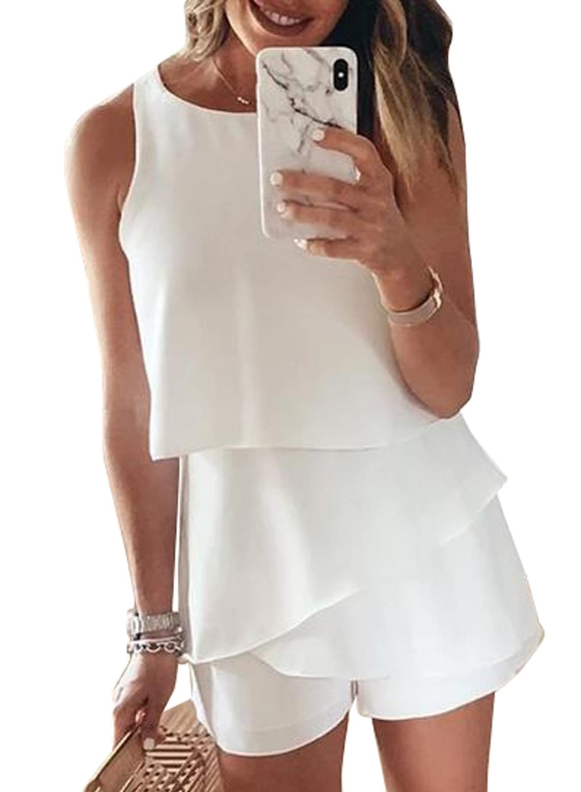 Maavoki Chemisier en mousseline de soie à manches longues pour femme - Élégant - Col rond - Été - Décontracté - Manches longues - Pom Tops