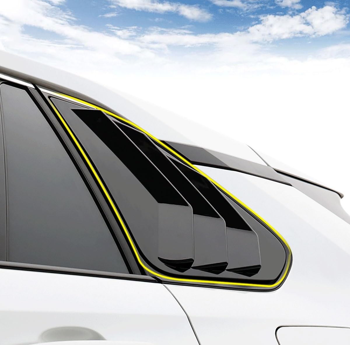 Rear Side Window Louvers Compatible with Toyota RAV4 2019-2023 2024 2025, ABS Exterior Window Shutters Trim Cover, 2PCS,Style A, Glossy Black