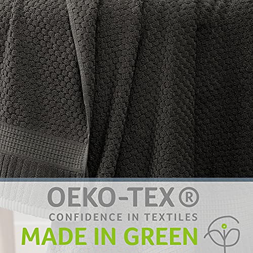 Ny Loft 100% Cotton Hand Towel 6 Pack | Super Soft & Absorbent Quick-Dry Hand Towels 16" X 28" |Textured And Durable Cotton | Trinity Collection (6 Pack Hand Towel, Dark Grey) #TOP6