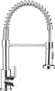 Grifo de cocina de alta presión, monomando, caño flexible con muelle en espiral, grifo de cocina con ducha extensible, cromado