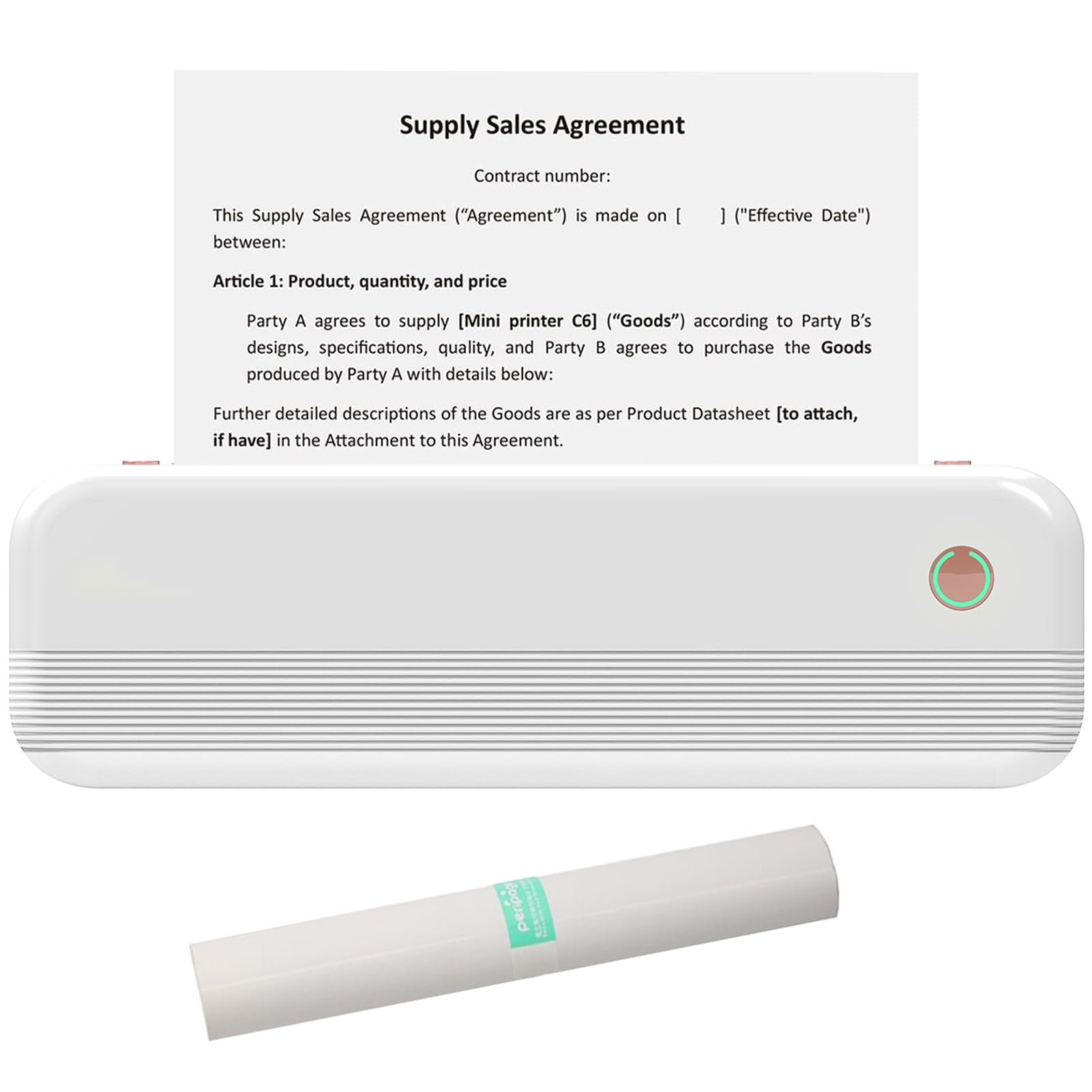 FHRKA Thermal Printer, Portable Printer Wireless for Travel, Thermal Printer Support A4 Size, Mobile Inkless Printer Compatible
