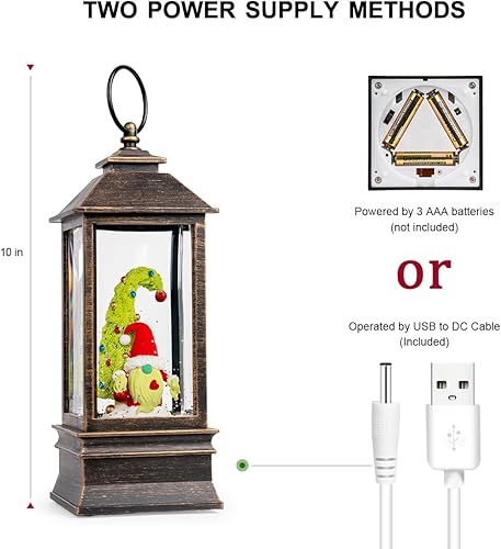 Vista 79 de Linterna de globo de nieve de Navidad, muñeco de nieve brillante con música, forro USB/funciona con pilas, linterna iluminada para decoración