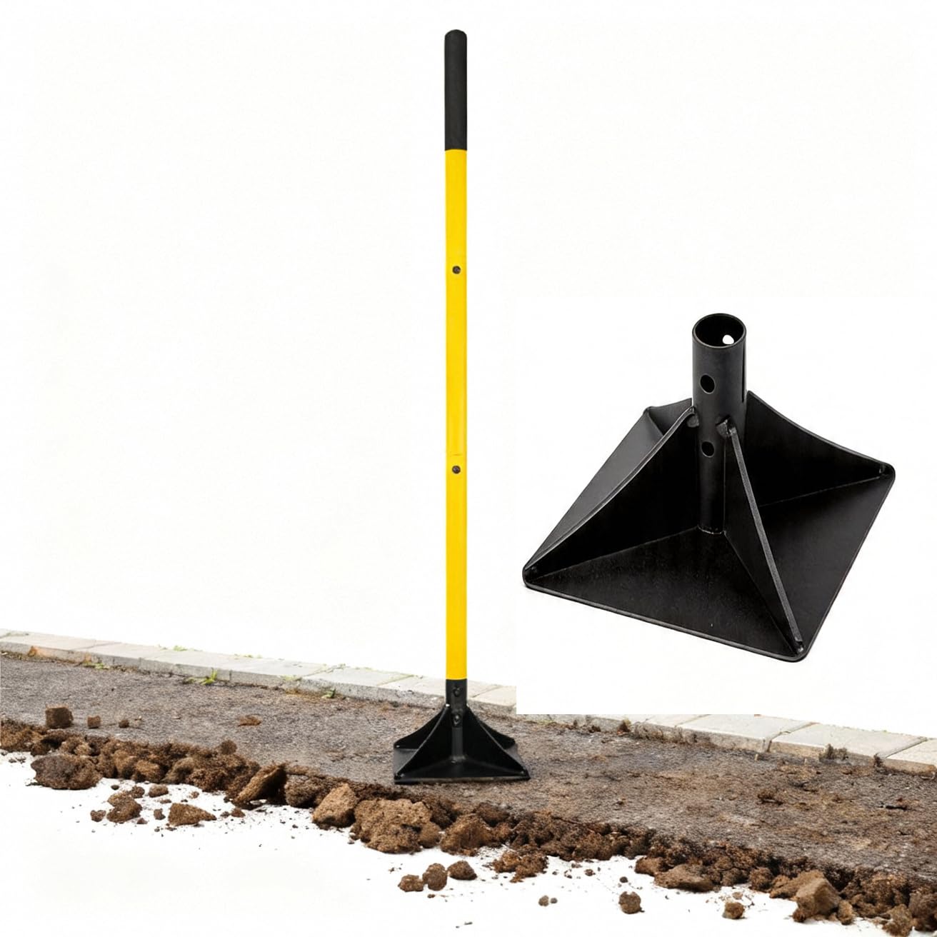 20 cm x 20 cm, compactador manual de acero resistente de 4,1 kg con mango de 1,22 m, compactador de suelo de placa para nivelar suelo, grava, asfalto, entrada para nivelar suelo, grava, asfalto